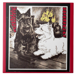 Blackie und Whitie am Feuer Fliese