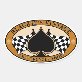 Blackies Vintager Motorradladen Ovaler Aufkleber