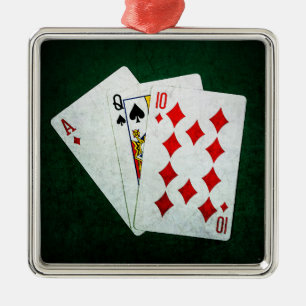 Blackjack 21 Punkt - As, Queen, Zehn Silbernes Ornament