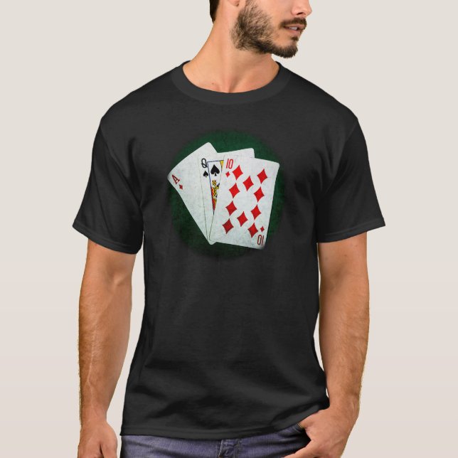 Blackjack 21 Punkt - As, Queen, Zehn T-Shirt (Vorderseite)