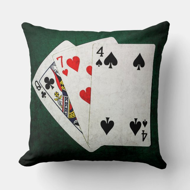 Blackjack 21 Punkt - Königin, Sieben, Vier Kissen (Vorderseite)