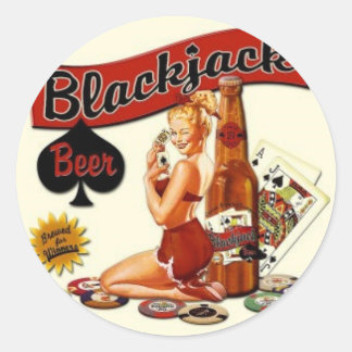Blackjack Beer Runder Aufkleber