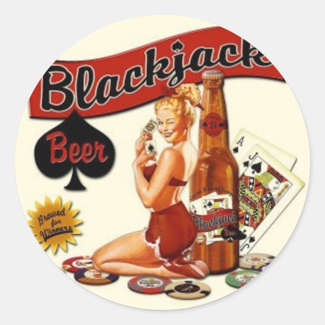 Blackjack Beer Runder Aufkleber (Vorderseite)