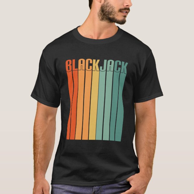 Blackjack Retro Vintager 70er Spielkasino Blackj T-Shirt (Vorderseite)
