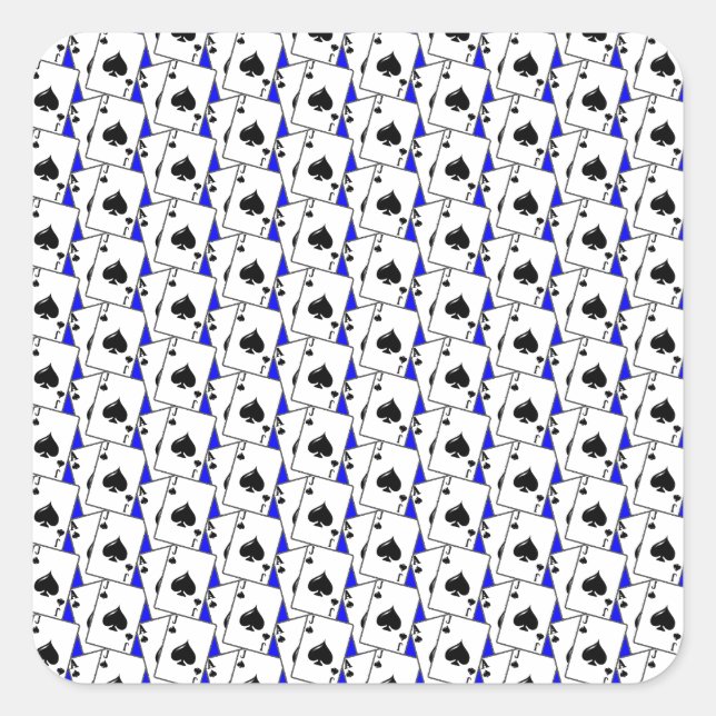 Blackjack Spades Blue Quadratischer Aufkleber (Vorderseite)