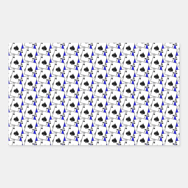 Blackjack Spades Blue Rechteckiger Aufkleber (Vorderseite)
