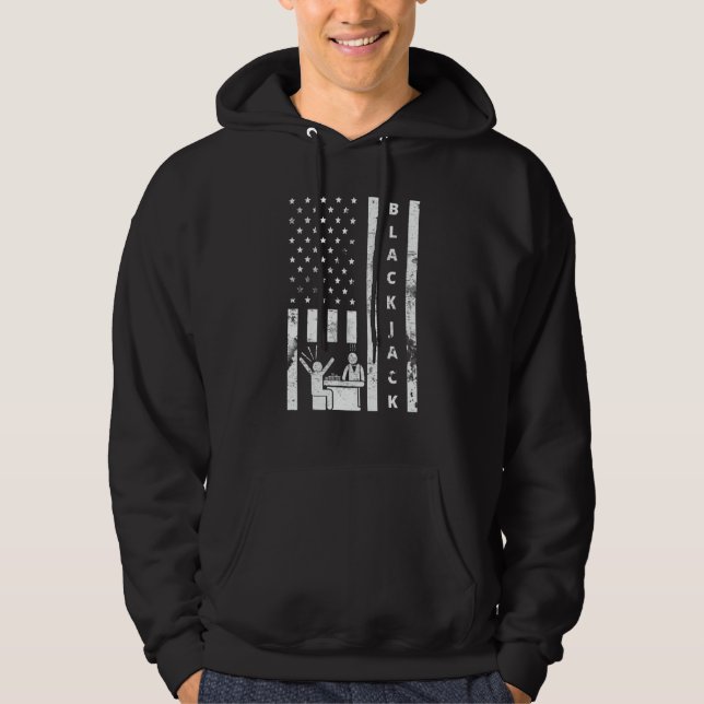 Blackjack Vintage US Flag Gambling Casino Blackjac Hoodie (Vorderseite)