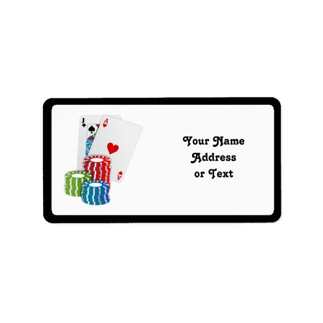 Blackjack with Poker Chips Adressaufkleber (Vorne)