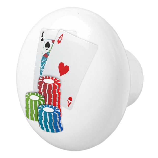 Blackjack with Poker Chips Keramikknauf (Rechts)