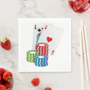 Blackjack with Poker Chips Serviette