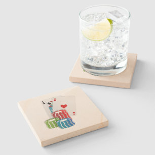 Blackjack with Poker Chips Steinuntersetzer