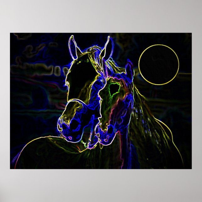 Blacklight Horses Poster Printwerbung - Pferdepost (Vorne)