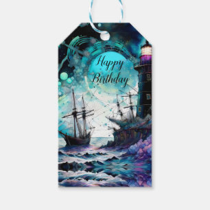 Blacklight-Lighthouse und Segelboot stürmische Mee Geschenkanhänger