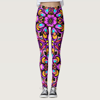 Blacklight Style Neon Wild Blume Leggings