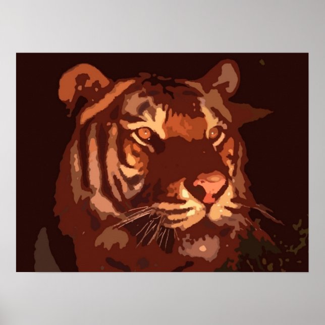 Blacklight Tiger Face Print Poster (Vorne)