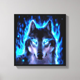 BLACKLIGHT WOLF-LEINWAND-WAND-DEKORATION LEINWANDDRUCK