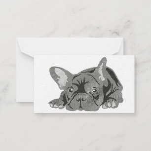 Blackline Französische Bulldoggen Visitenkarten Hinweiskarte