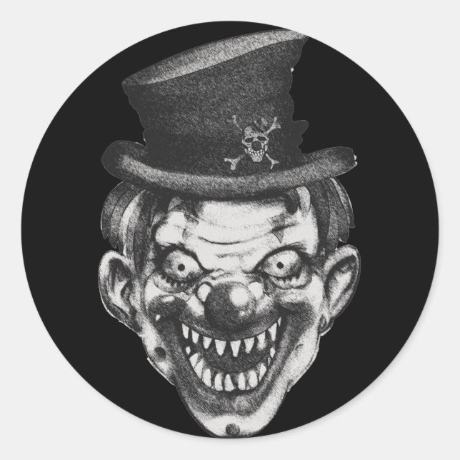 BlackLines Happy Teeth Clown Runder Aufkleber (Vorderseite)