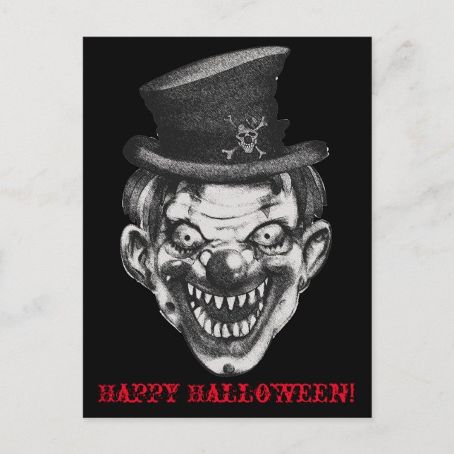 BlackLines Horror Happy Teeth Clown Postkarte (Vorderseite)