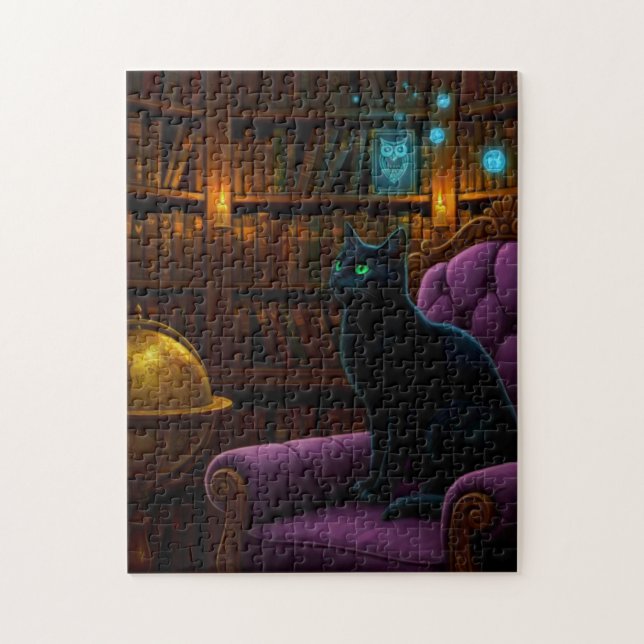 BlacknCat in Bibliothek  Puzzle (Vertikal)