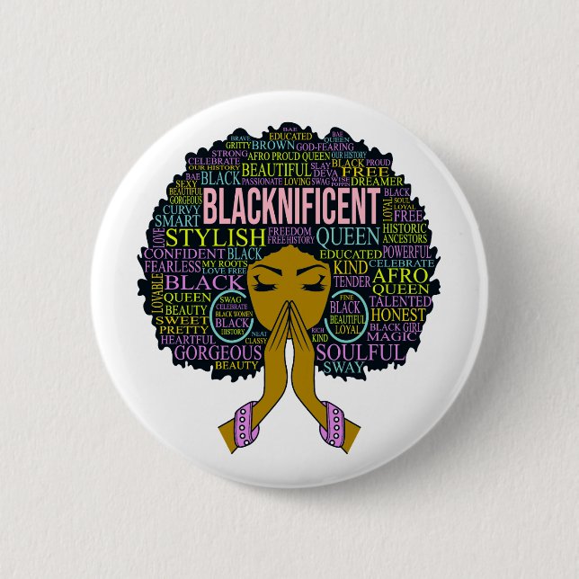 Blacknificent Black Queen Melanin Sista Girl Magic Button (Vorderseite)