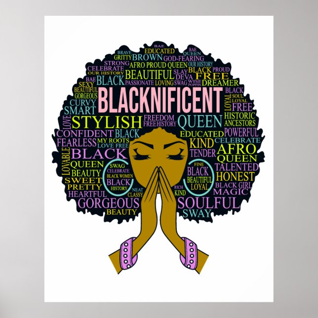 Blacknificent Black Queen Melanin Sista Girl Magic Poster (Vorne)