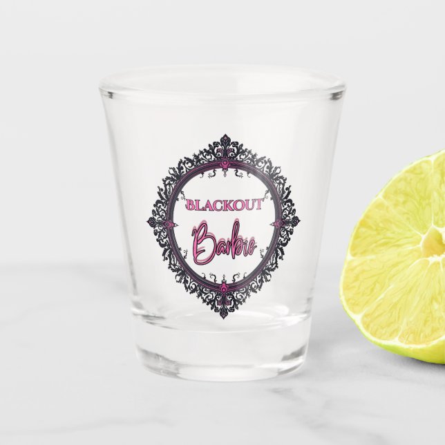 Blackout Barbie Schnapsglas  (Vorderseite)