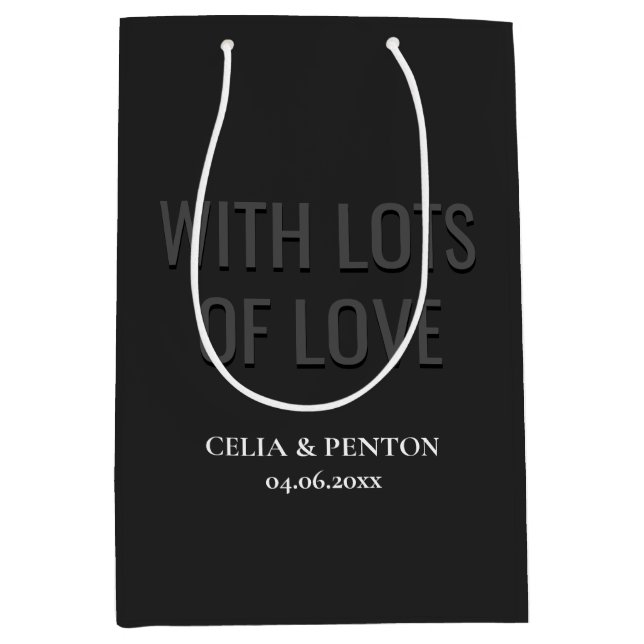 Blackout Minimalist Modern Wedding Mittlere Geschenktüte (Vorderseite)