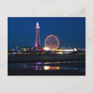 Blackpool Beach Lights in der Nacht Postkarte