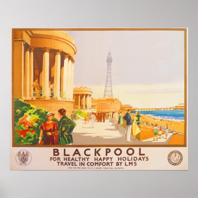 Blackpool British Railways LMS Vintage Travel Poster (Vorne)