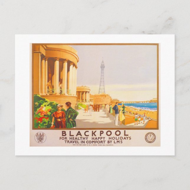 Blackpool British Railways LMS Vintage Travel Postkarte (Vorderseite)