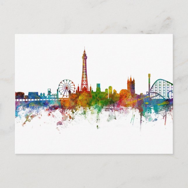 Blackpool England Skyline Postkarte (Vorderseite)