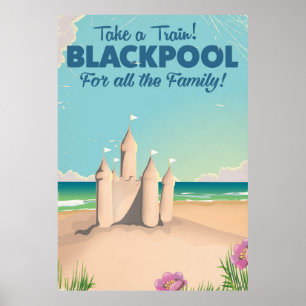 Blackpool, England Vintages Sandcastle-Reiseplakat Poster