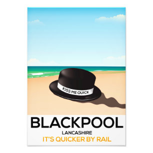 Blackpool "Küss mich schnell"-Mützen-Reisezugplaka Fotodruck