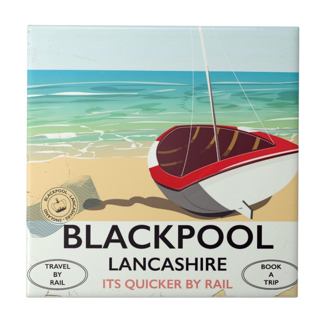 Blackpool, Lancashire, Bahnposter Fliese (Vorderseite)