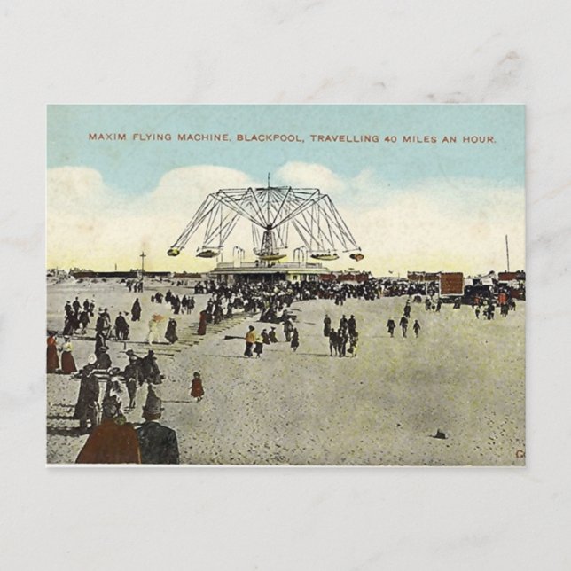 Blackpool, Maxim Flying Machine Postkarte (Vorderseite)