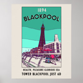 Blackpool Seaside Resort England Vintag Art Post Poster