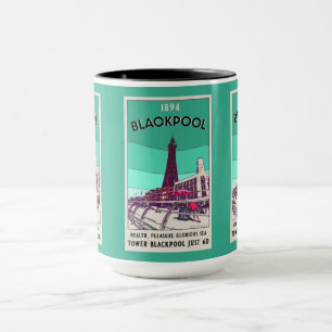 Blackpool Seebad England Vintage Kunst Tasse