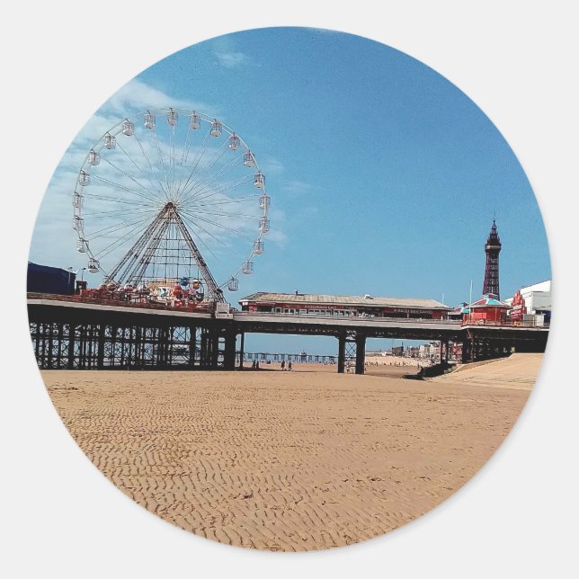 Blackpool Tower Runder Aufkleber (Vorderseite)