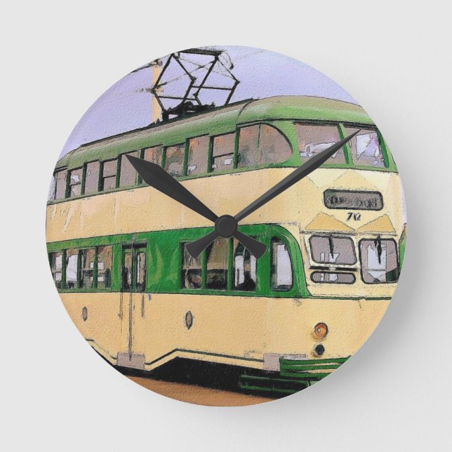 Blackpool Tram Runde Wanduhr (Vorderseite)