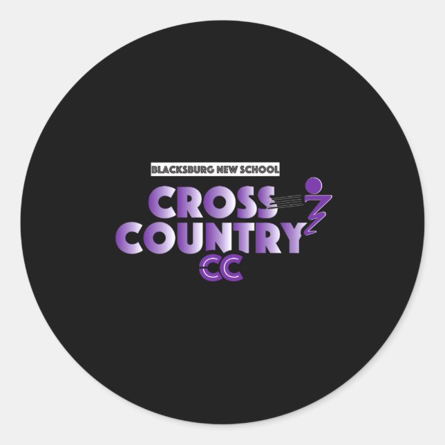 Blacksburg New School Cc Running Club Long Sleeve  Runder Aufkleber (Vorderseite)