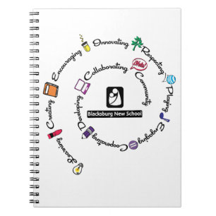 Blacksburg New School Colour Spirale Notebook Notizblock