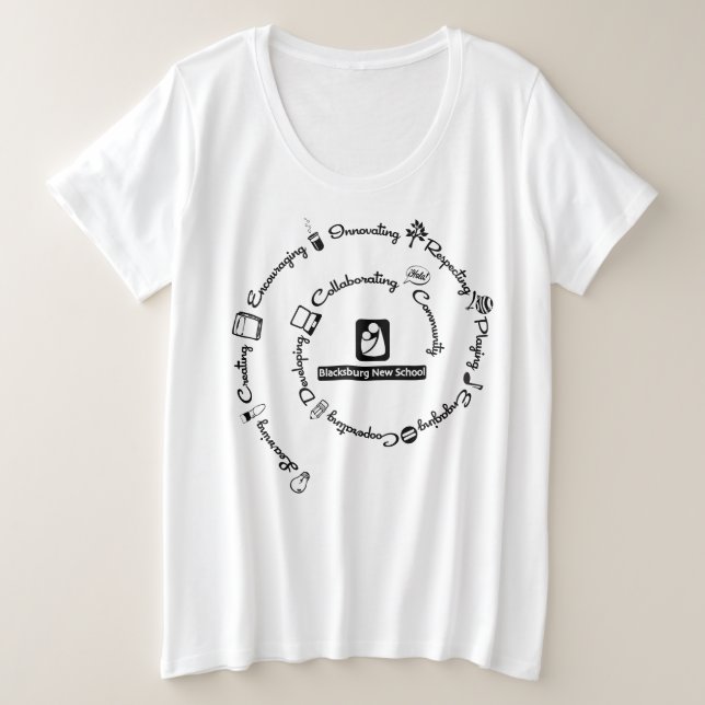 Blacksburg New School Plus Spiraldesign Große Größe T-Shirt (Design vorne)