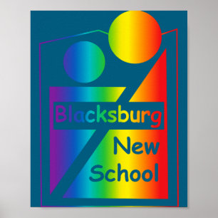 Blacksburg New School Retro Design Poster