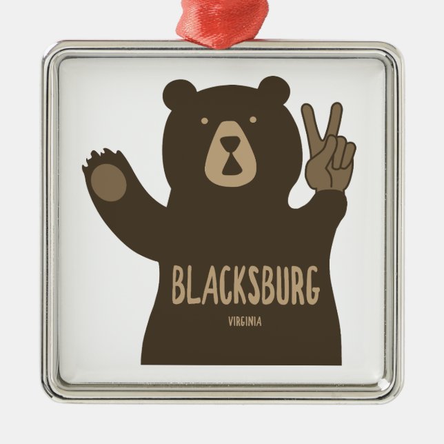Blacksburg Virginia Peace Bear Ornament Aus Metall (Vorne)