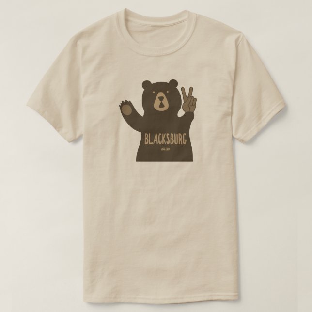 Blacksburg Virginia Peace Bear T-Shirt (Design vorne)