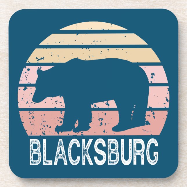 Blacksburg Virginia Retro Bear Getränkeuntersetzer (Vorderseite)