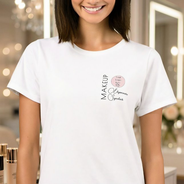 BlackScriptMitarbeiterName Geschäft Logo Make-up T-Shirt (Von Creator hochgeladen)