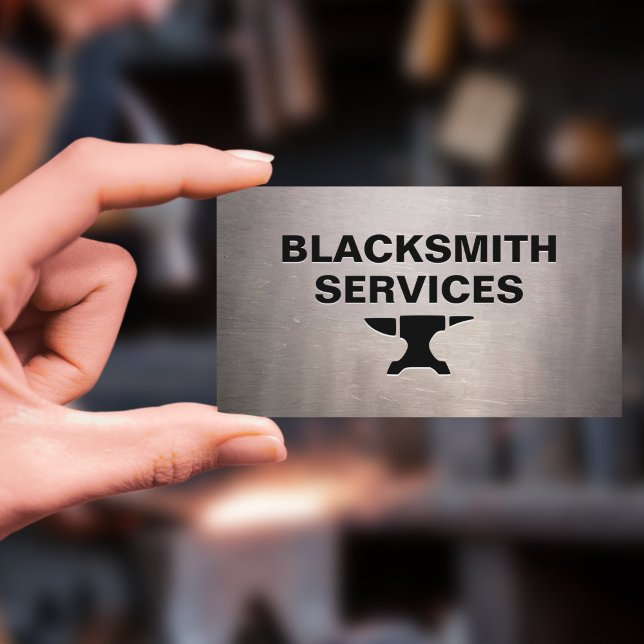 Blacksmith: Anvil on Worn Sheet Metal Visitenkarte (Blacksmith - Anvil on Worn sheet metal Business Card)