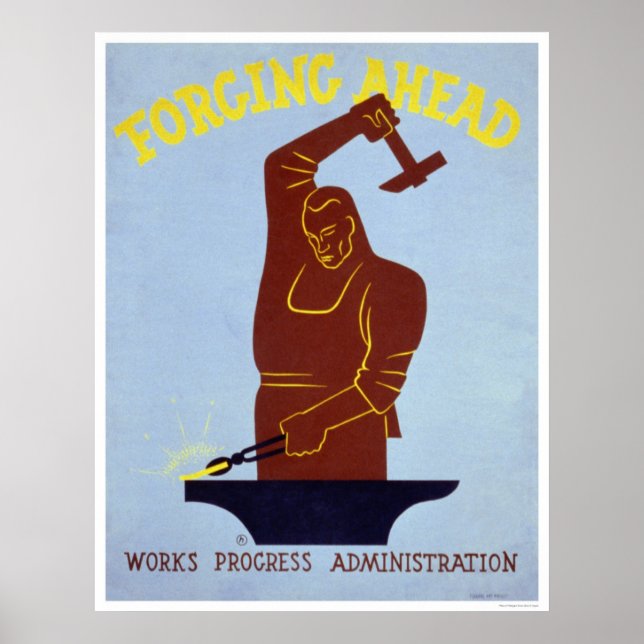 Blacksmith Forging 1940 WPA Poster (Vorne)